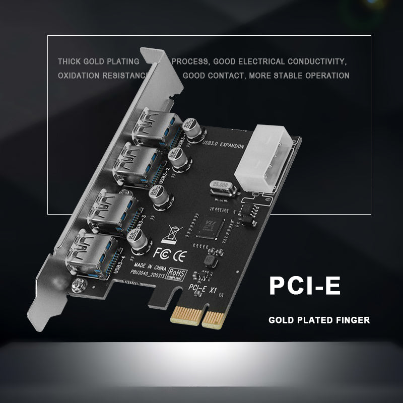 Pollen-Tech 4 Port USB 3.0 PCIe Expansion Card
