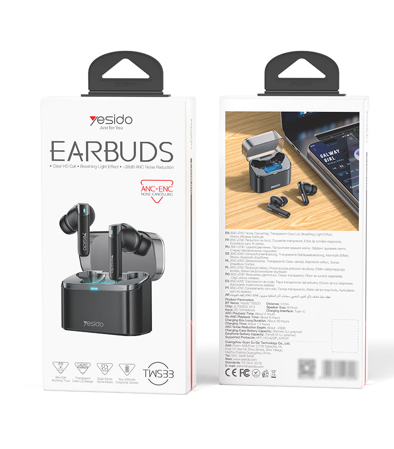Yesido TWS33 TWS ANC ENC Noise Reduction Wireless Bluetooth Earphone