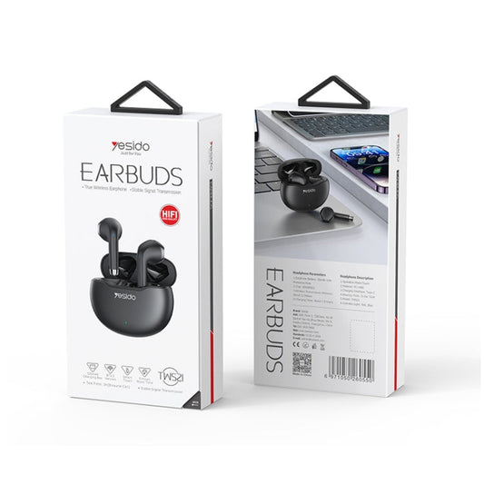 Yesido TWS21 Wireless Bluetooth Earphone with Charging Case - Black