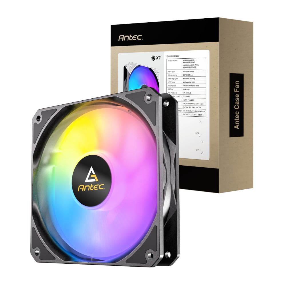 Antec P12R PWM 120mm ARGB Reverse Case Fan – Black