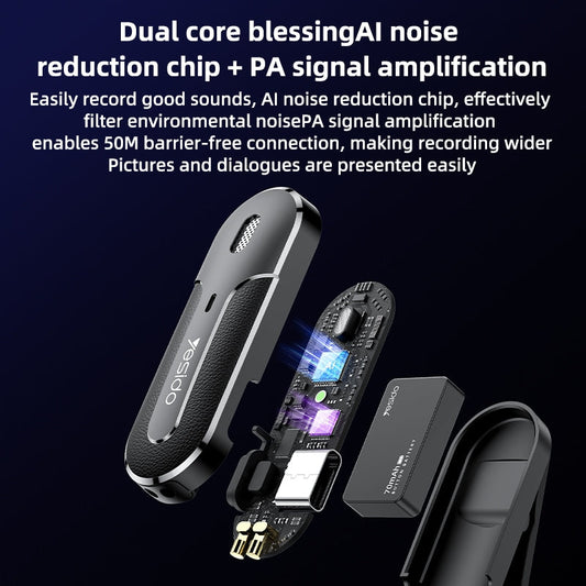 YESIDO KR17 Wireless 2 in 1 Lavalier Microphone