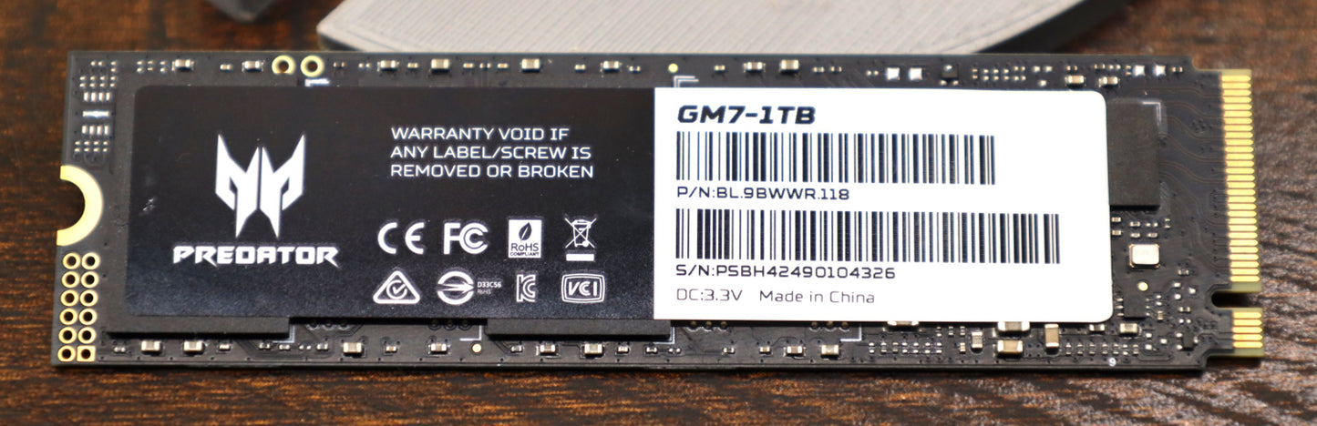 Acer Predator GM7000 1TB PCI-e 4.0 M.2 2280 NVME
