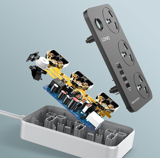 LDNIO SC3412 Power Strip with 3 AC Sockets + PD Type-C Ports