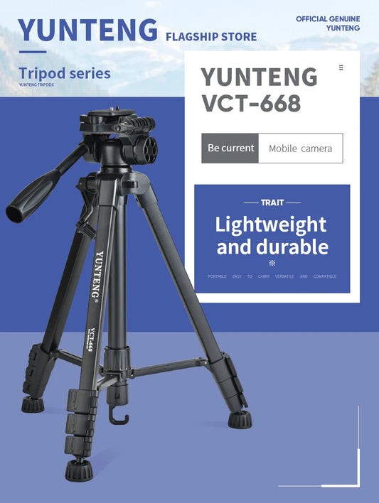 Yunteng VCT-668 Pro Camera Tripod with Damping Head Fluid Pan for SLR/DSLR
