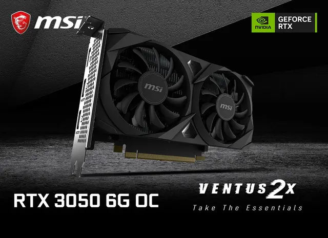 MSI Nvidia GeForce RTX 3050 Ventus 2X 6G OC GDDR6 96-BIT Graphics Card