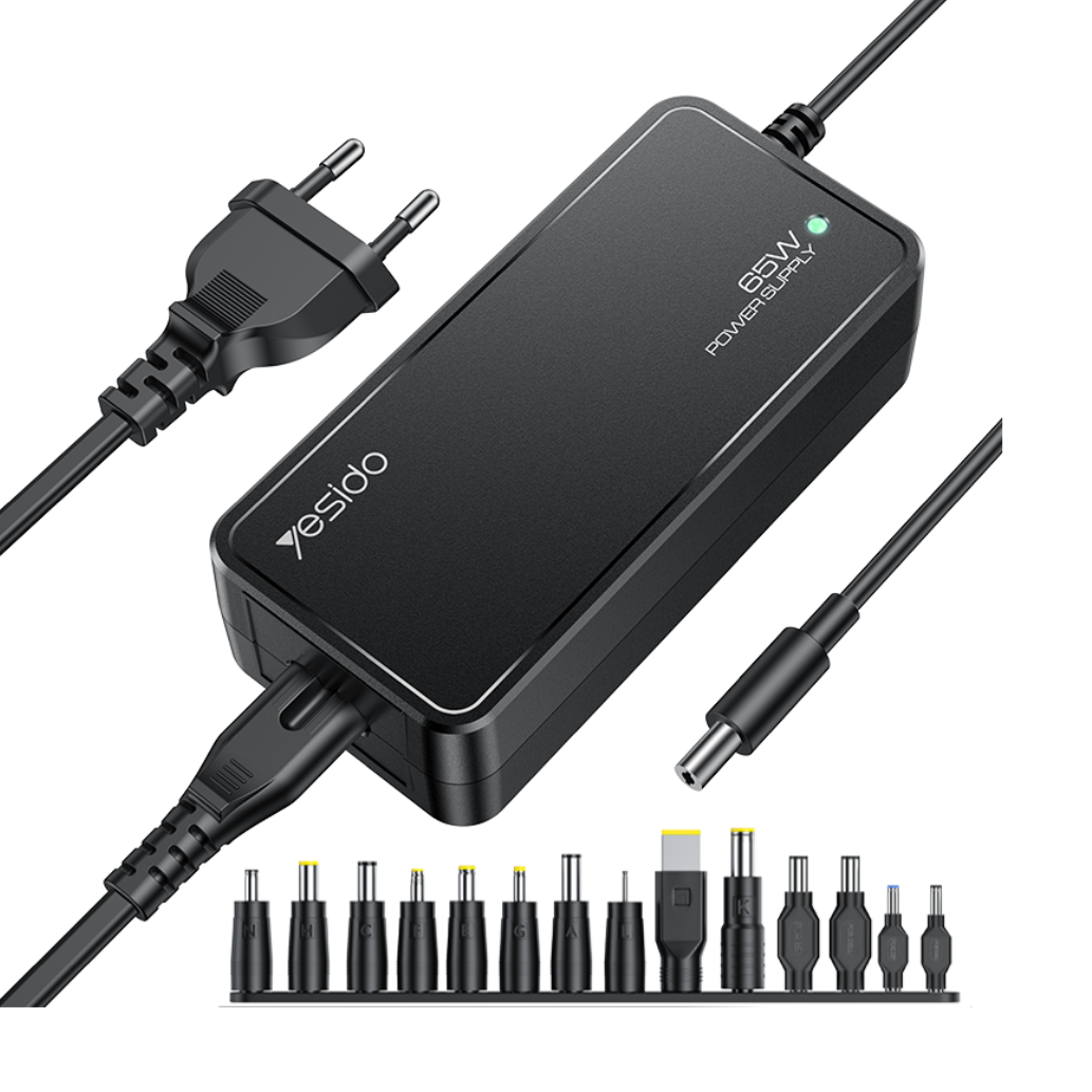 Yesido CG11E 65W Universal Laptop Charger Adapter - 15 Interchangeable Tips,