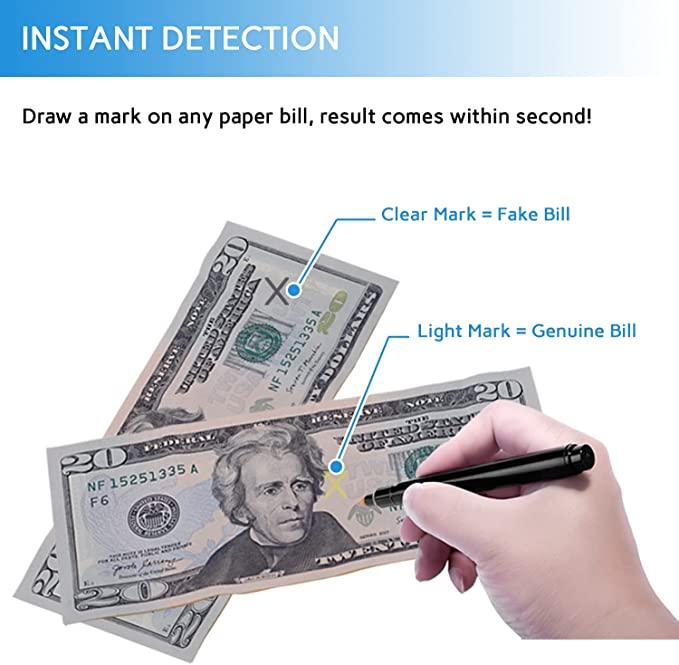 Counterfeit Detector Pen with UV light - 3 pack