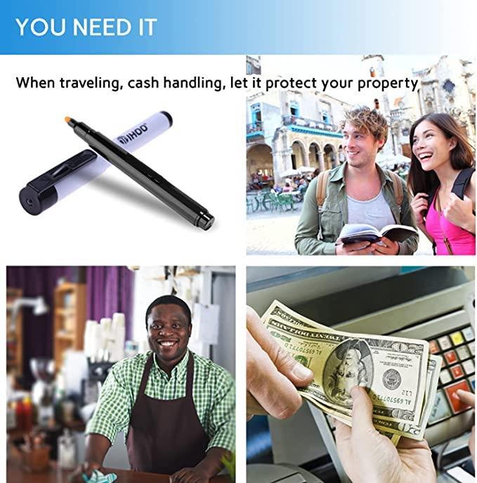 Counterfeit Detector Pen with UV light - 3 pack