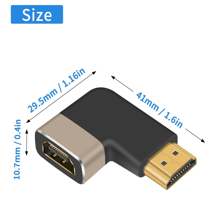 Right Angle 8K Male to Female HDMI Adapter