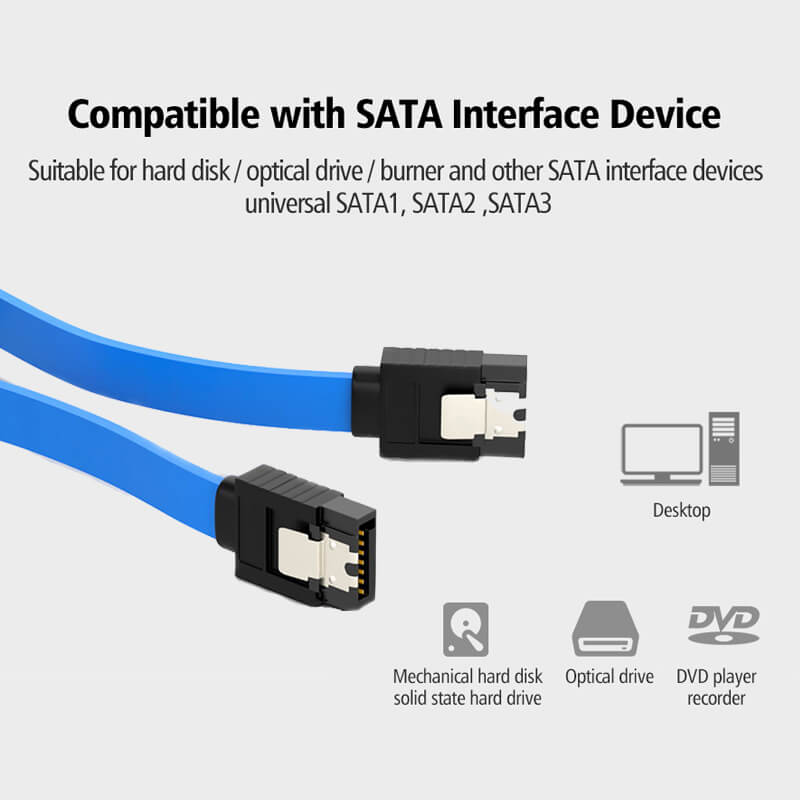 SATA III 6Gbps Straight HDD SDD Data Cable with Locking Latch -2 pack