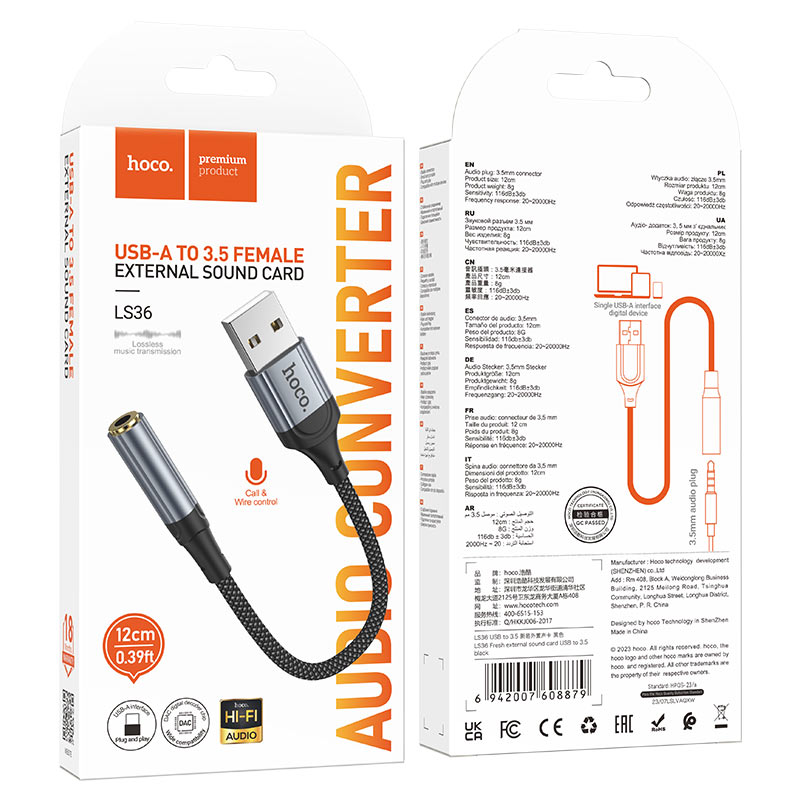 Hoco LS36 Fresh USB-A to 3.5mm audio converter