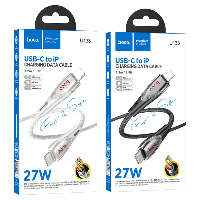 Hoco U133 Cable Type-C to Lightning PD 27W fast charge - 1.2m