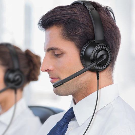 Hoc W112 Wired Headset With Microphone - Call Center Headphones