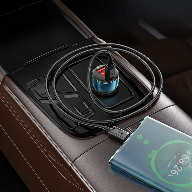 Hoco's Z50 48W Car Charger with Real-Time Voltage Display for safety!