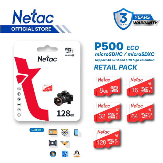 Netac P500 Class 10 MicroSD Memory Card + SD Adapter