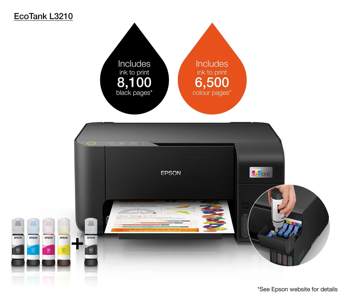Epson EcoTank L3210 Multifunction Colour Inkjet Printer