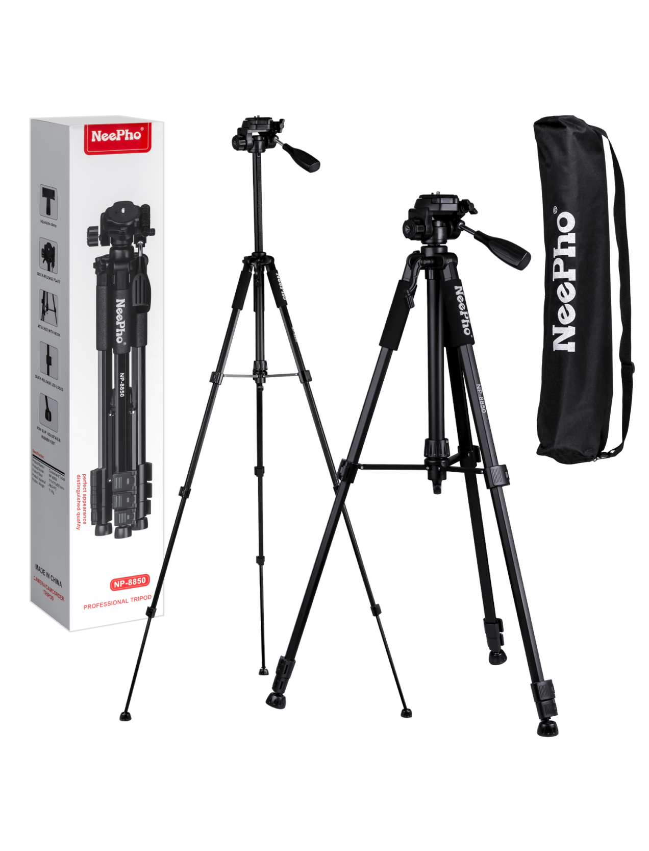 NeePho NP-8850 Professional Camera & Phone Tripod 175cm
