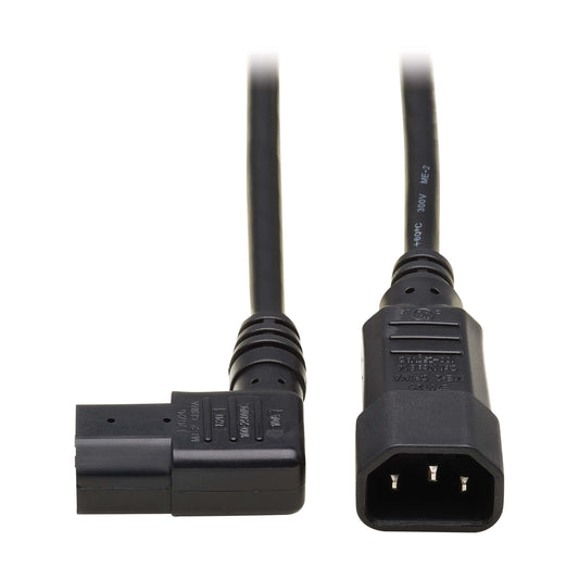 Pollen Right-Angle C13 to C14 Power Extension Cord, 10A, 250V, 18 AWG - 1.5m