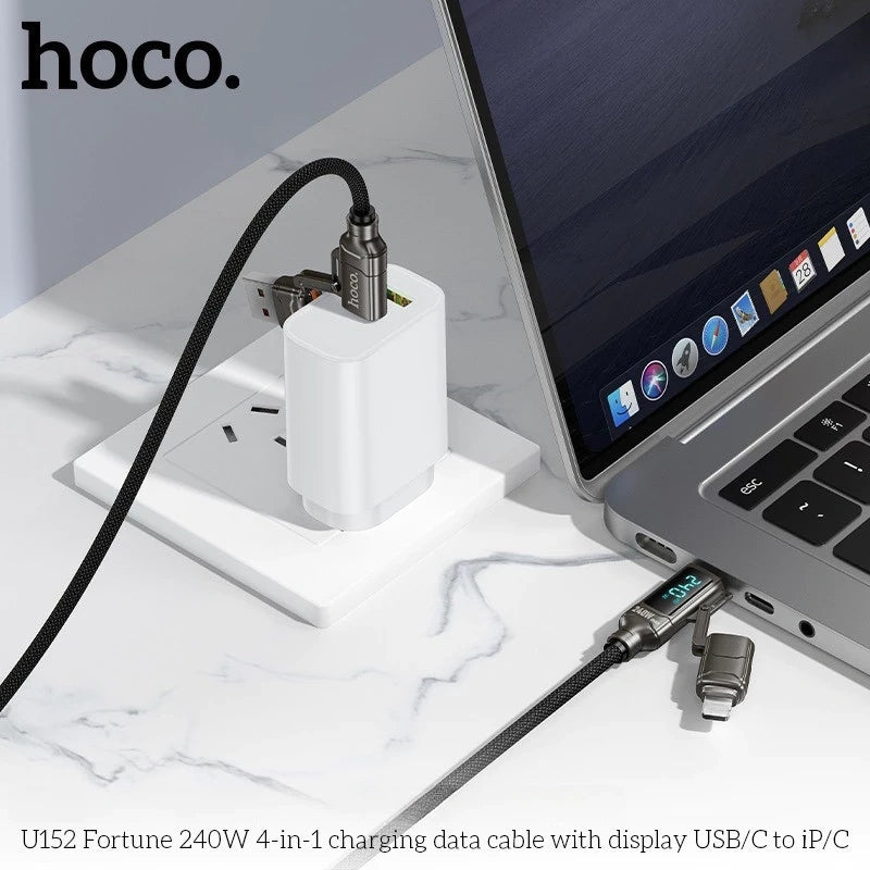 HOCO U152 4-in-1 Fast Charging Cable, 240W with Digital Display