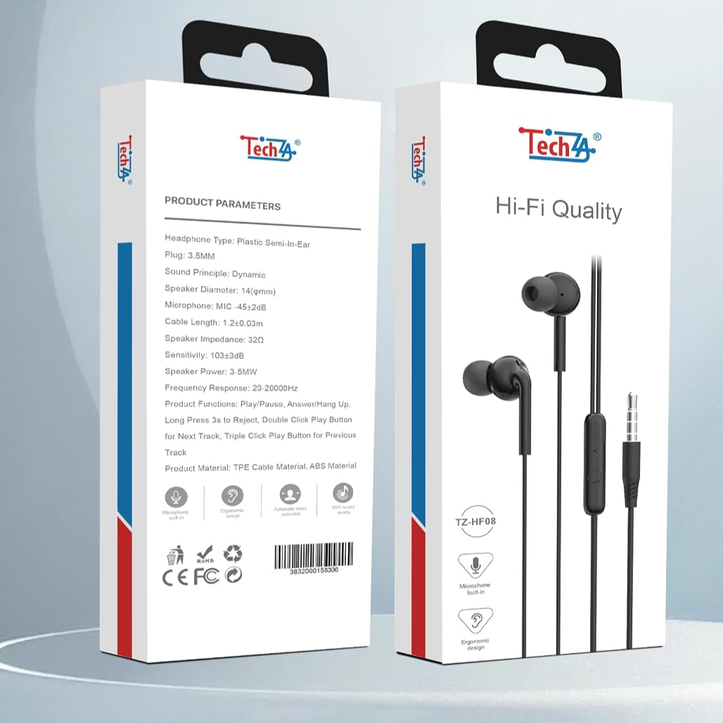 TZ-HF08 Hi-Fi Wired Semi-In-Ear Earphones