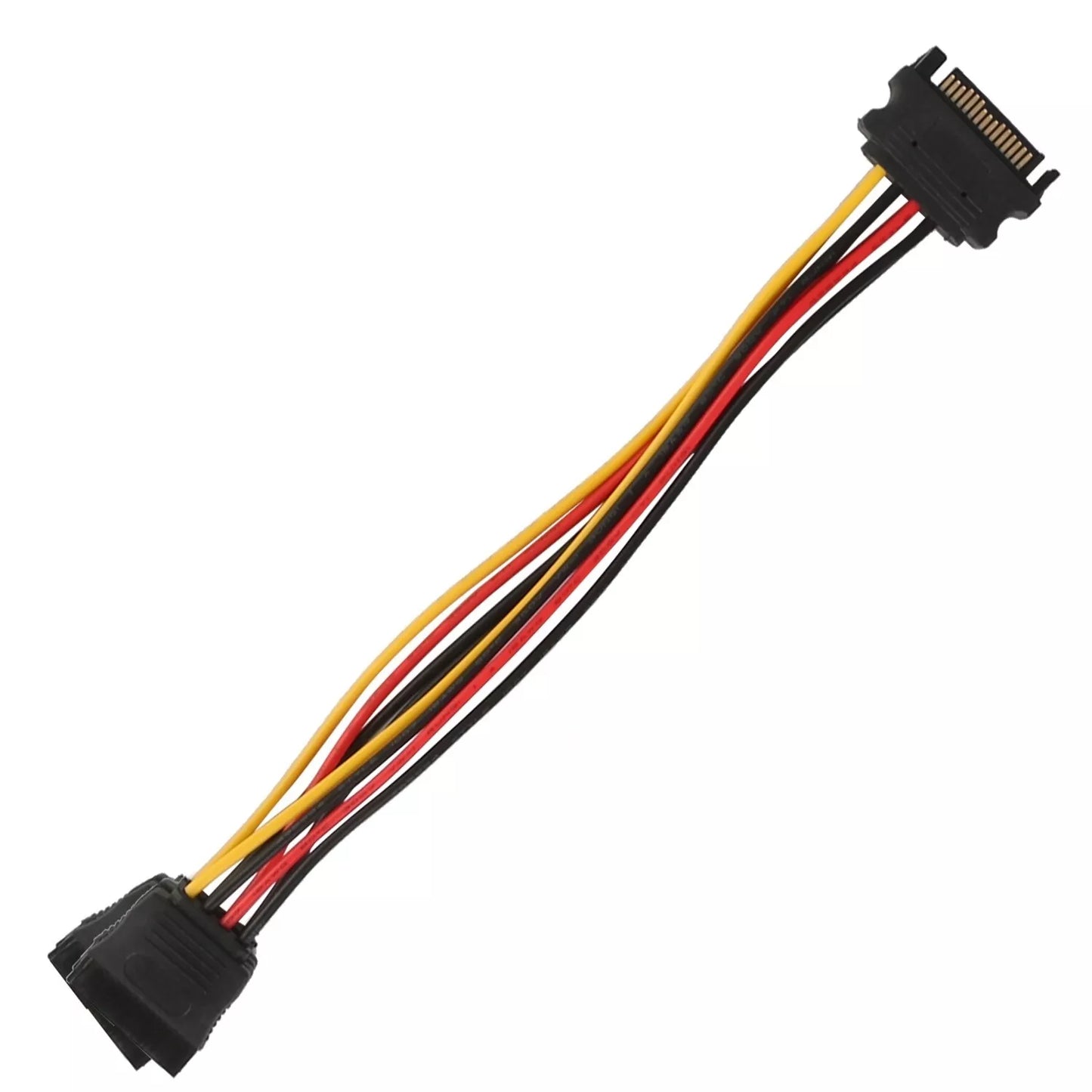 POLLEN 2x SATA Power 15 pin Y Splitter Cable Adapter Male to Female for HDD Hard Drive