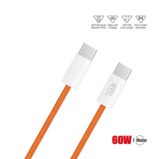 TechZA TZ-CA45 PD-Type C to Type-C 60W Fast Charging Data Cable - 1m