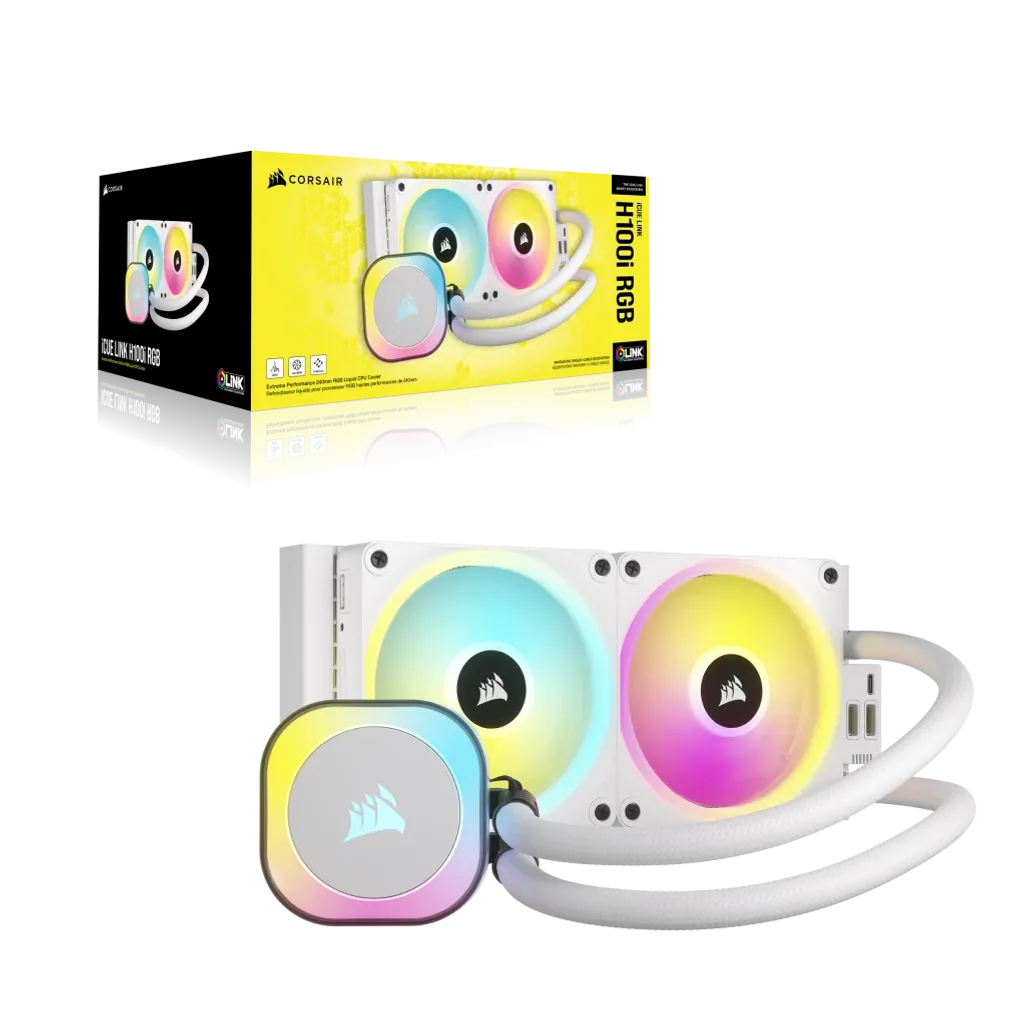 Corsair H100i 240mm Hybrid Liquid Cooler - 2400 RPM Fans Multi-Colour RGB