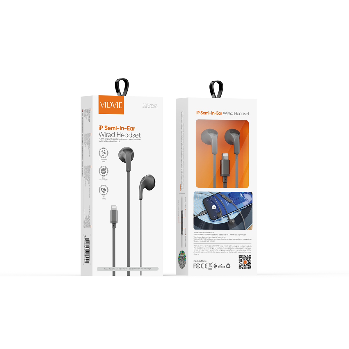 Vidvie HS675 Type-C Wired In-Ear Headset - Black
