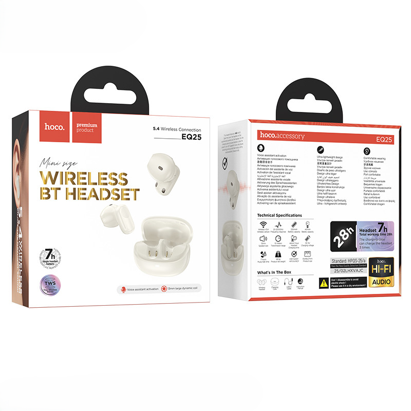 HOCO EQ24 TWS White Wireless Bluetooth Earbuds - Cream