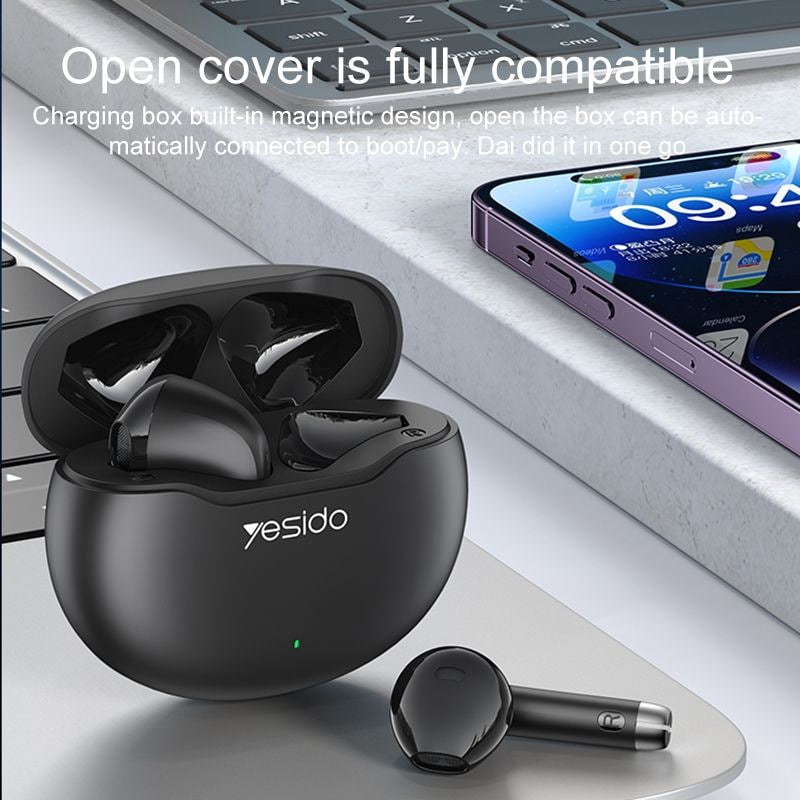 Yesido TWS21 Wireless Bluetooth Earphone with Charging Case - Black