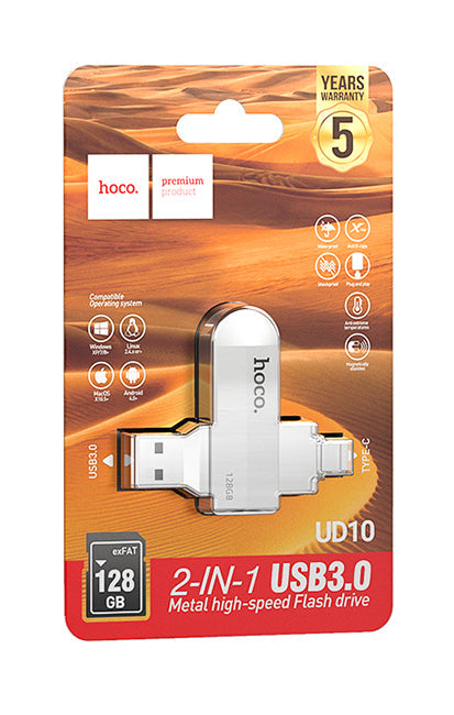 HOCO. 128GB / USB 3.0 PENDRIVE WIDE UD10 USB + TYPE C