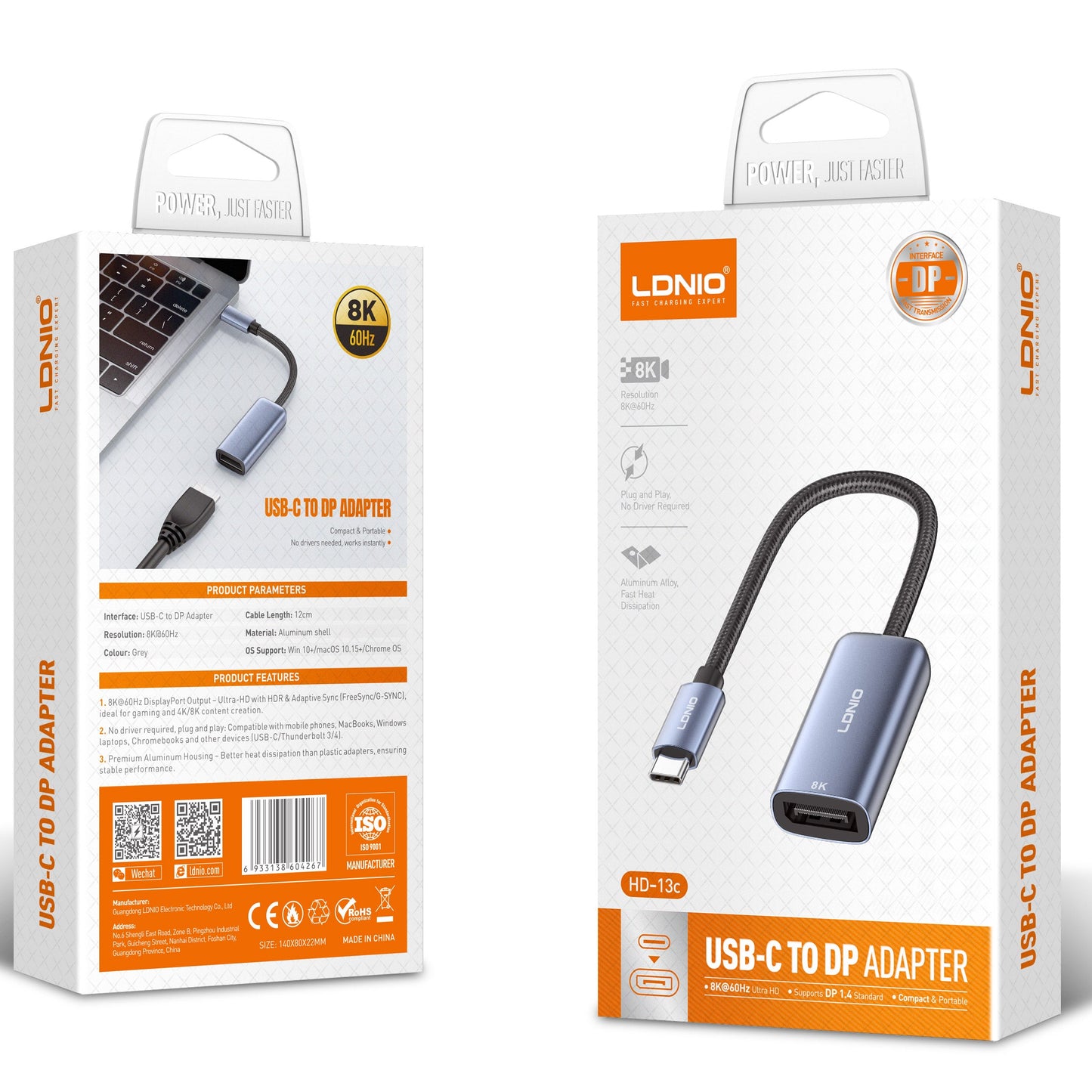LDNIO HD-13c USB-C to Displayport DP Adapter - 8K@60Hz