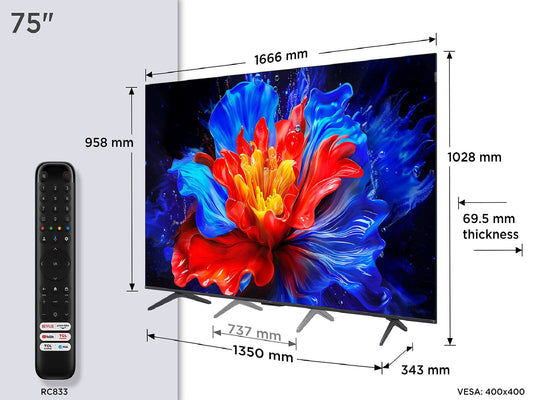 TCL P8K UK 4K 75 Inch QLED HDR Smart TV