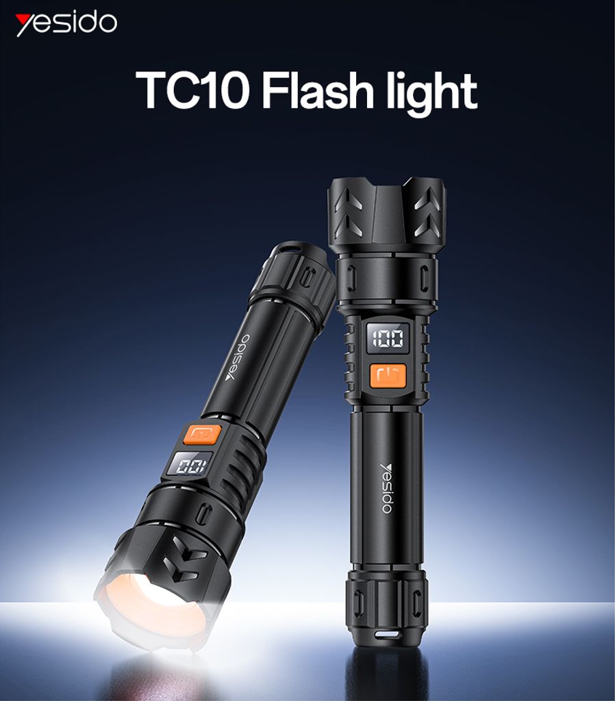 YESIDO TC10 Rechargeable LED Flashlight – Black