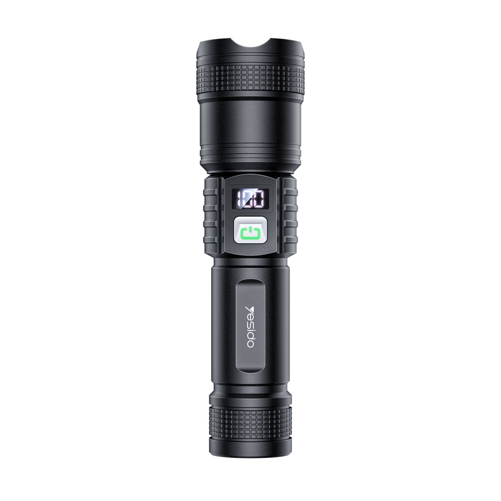 Yesido Telescopic Zoomable LED Flashlight Rechargeable with Digital Display