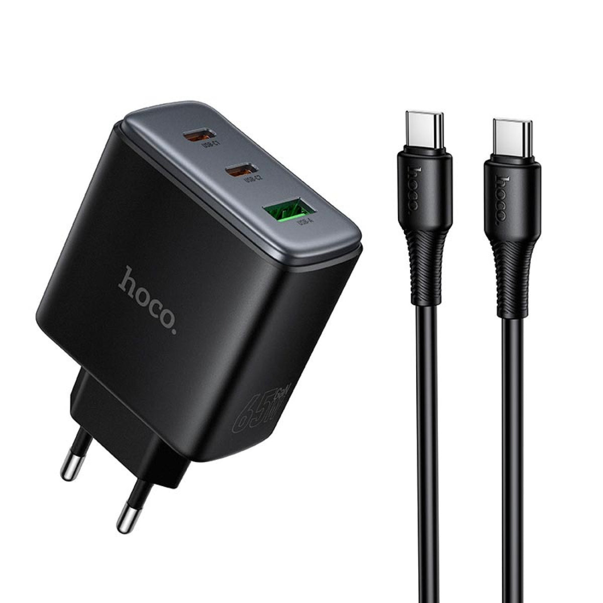 HOCO C160A 65W GaN Fast Charger USB C PD Wall Charger 3 Port Adapter