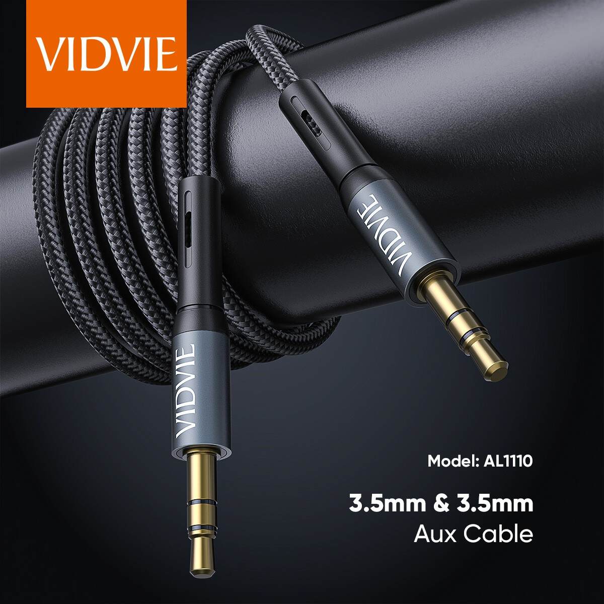 VIDVIE AL1110 3.5mm AUX Audio Cable - Braided Stereo Cable (1.8m)