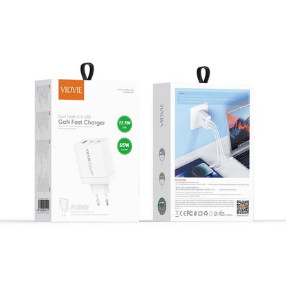VIDVIE PLE262  Dual Type-C & USB GaN Fast Charger