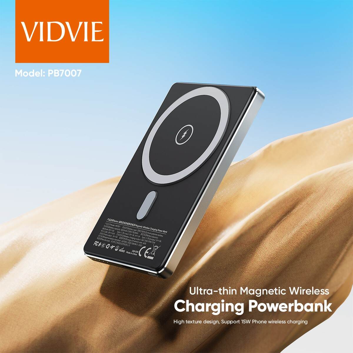 VIDVIE (PB7007) 5000mAh Ultra-thin Magnetic Wireless Charging Power Bank