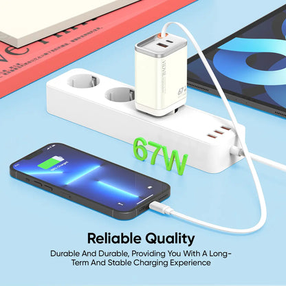 VIDVIE XL-PLE224 67w GaN Fast Charger Retractable USB-C Cable