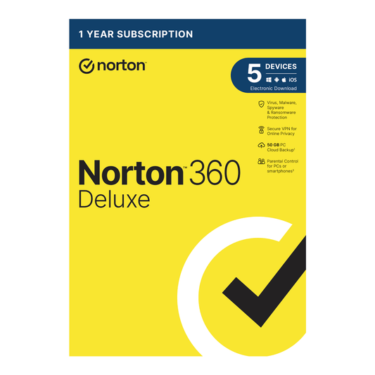 Norton 360 Deluxe 50GB – 5 Devices (Physical Package) - 1 year
