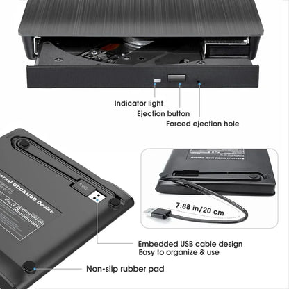 USB 3.0 Slim Portable External DVD/RW CD Combo Drive Burner Reader Player