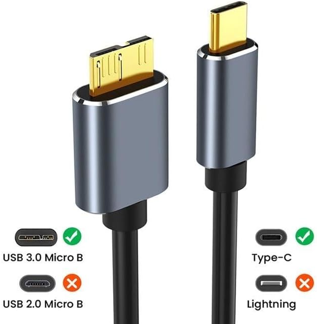 Kakusiga USB Type-C to Micro-B Hard Drive Data Cable, 0.5m