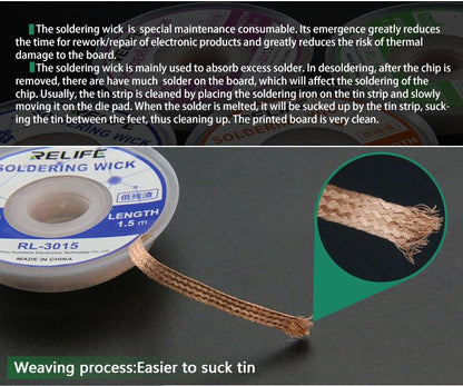 RELIFE Soldering Wick Braid Desolder Desoldering Wire