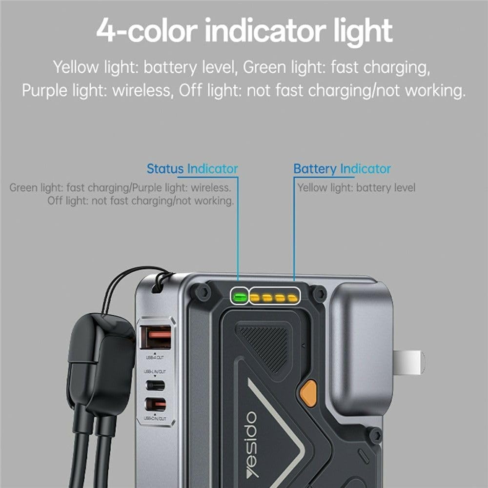 YESIDO (YP89) 5-IN-1 Fast GaN Charger & 10,000mAh 22.5W Power Bank