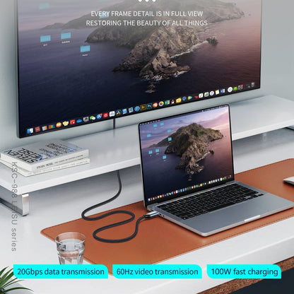 KSC-988 USB 3.2 Gen2, 20Gbps, 100W (4K@60Hz) Charging Cable - 2m