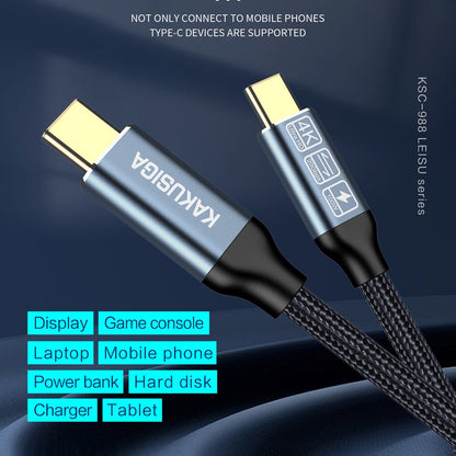 KSC-988 USB 3.2 Gen2, 20Gbps, 100W (4K@60Hz) Charging Cable - 2m