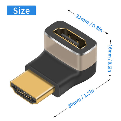 Right Angled Gold Plated HDMI Male to Female Adapter