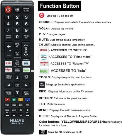 HUAYU RM-L1728 pro High Quality for Samsung BN59-01315A 4K UHD Smart IR TV Remote