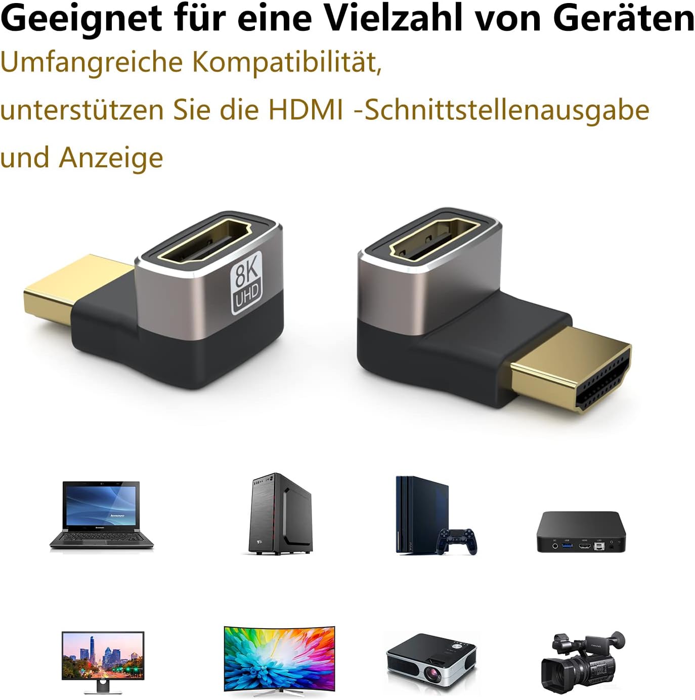 Right Angled Gold Plated HDMI Male to Female Adapter